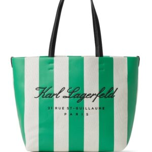 Karl Lagerfeld Hotel Karl striped canvas beach bag