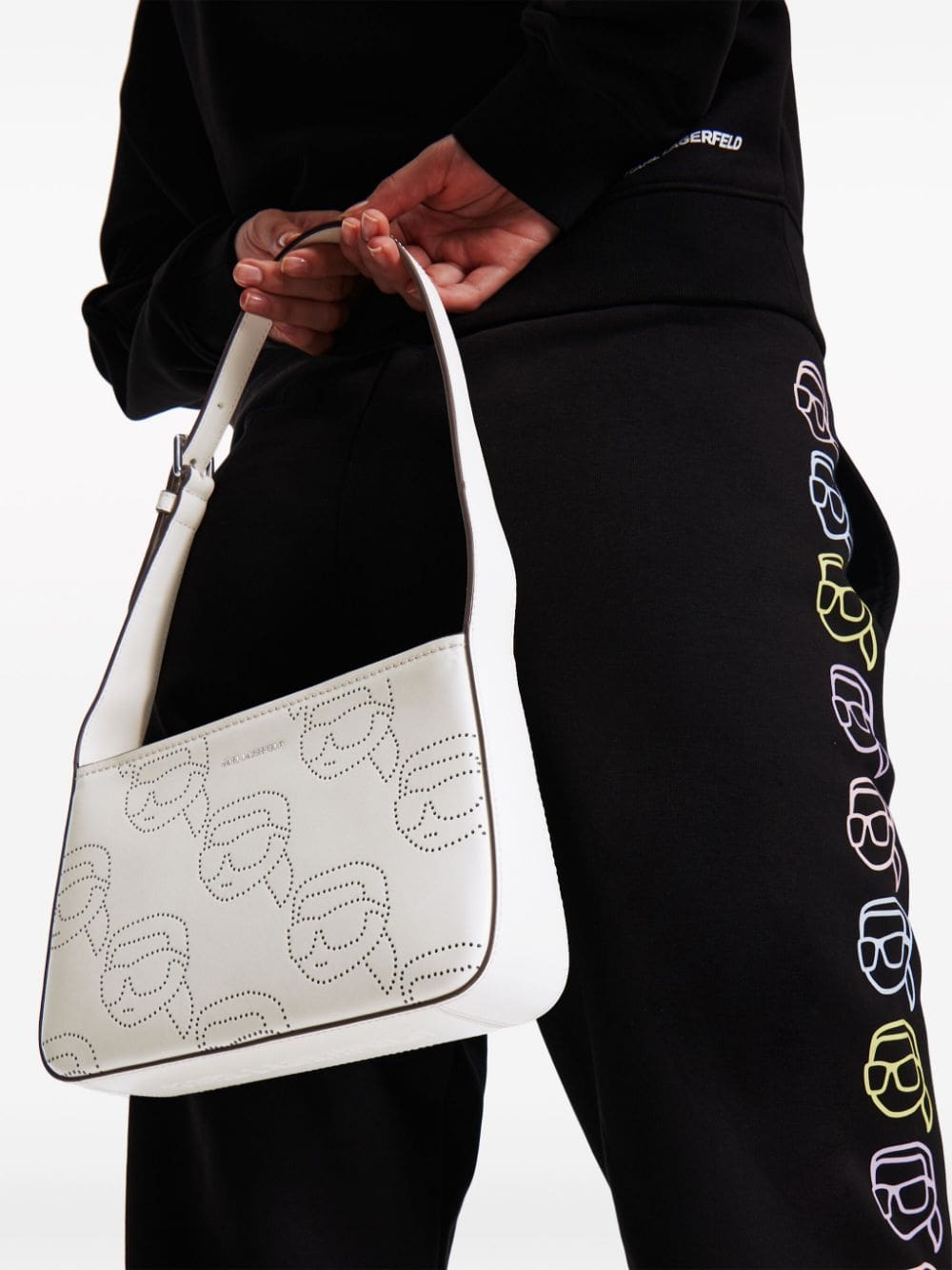 Karl Lagerfeld Ikonik perforated leather shoulder bag - Image 2