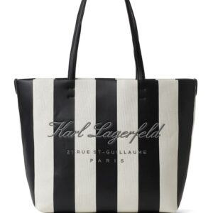 Karl Lagerfeld Hotel Karl striped canvas beach bag