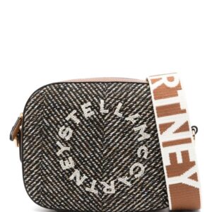 Stella McCartney logo-embroidered herringbone crossbody bag