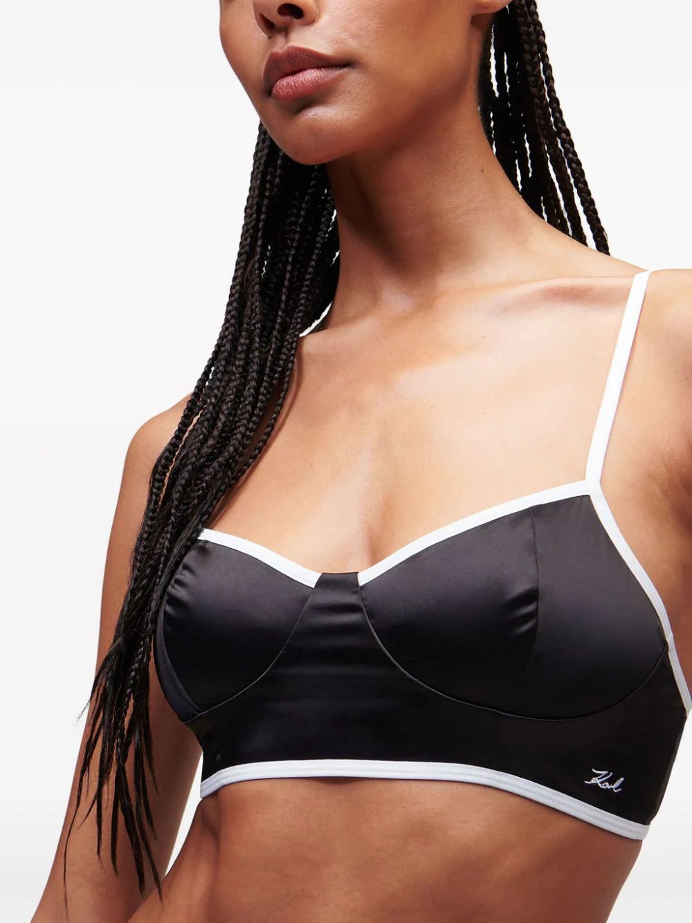 Karl Lagerfeld logo-embroidered satin-finish bra - Image 4
