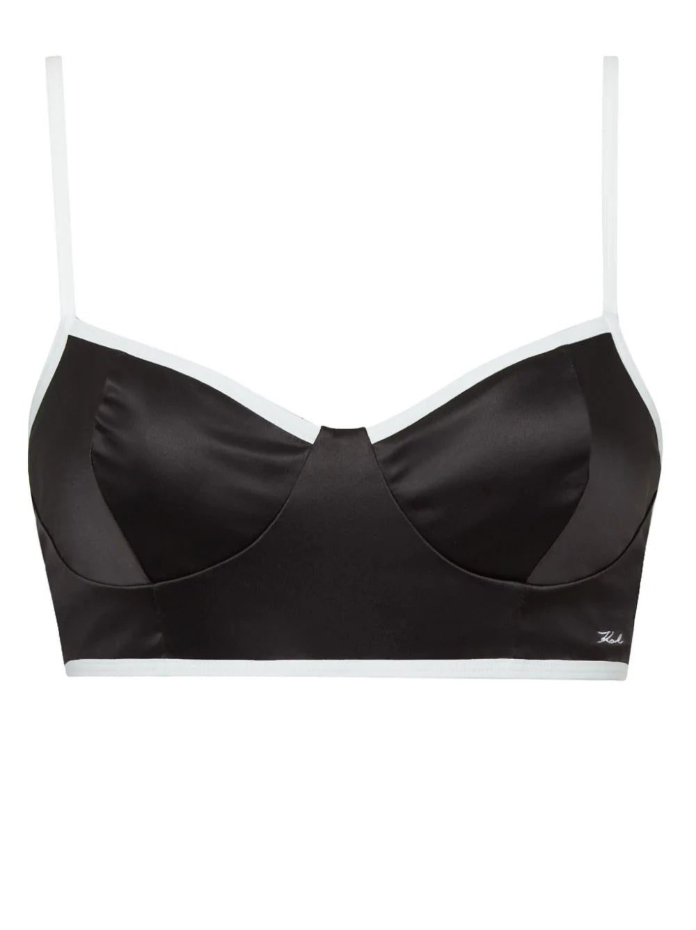 Karl Lagerfeld logo-embroidered satin-finish bra - Image 2