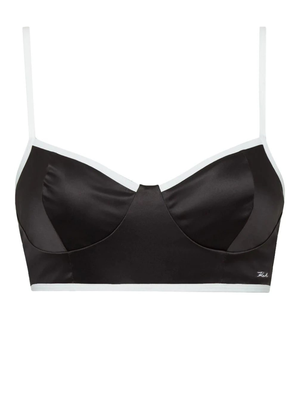 Karl Lagerfeld logo-embroidered satin-finish bra