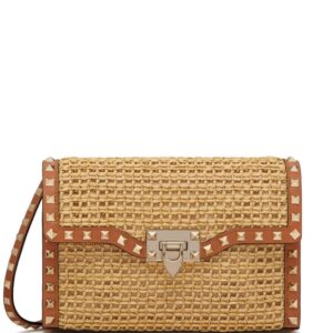 Valentino Garavani small Rockstud raffia shoulder bag
