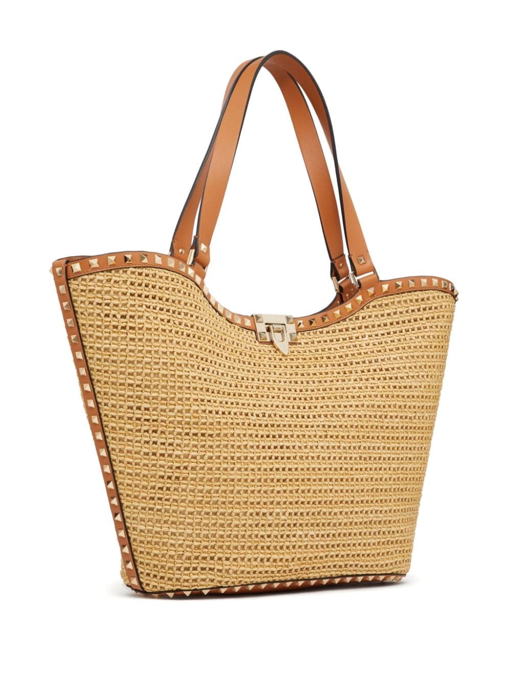 Valentino Garavani Rockstud raffia tote bag - Image 3