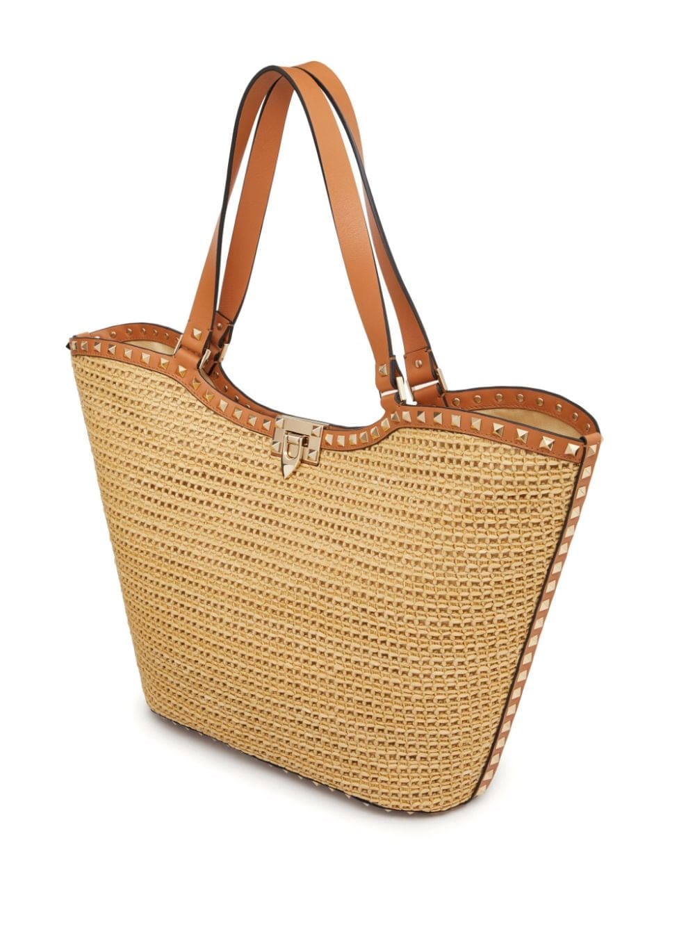 Valentino Garavani Rockstud raffia tote bag - Image 5
