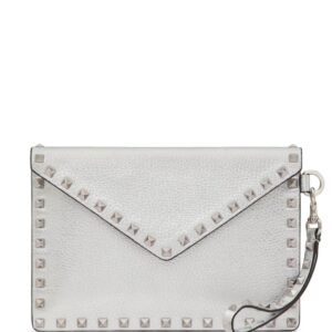 Valentino Garavani Rockstud metallic clutch bag