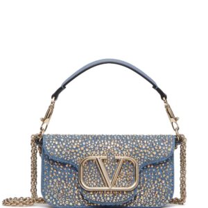 Valentino Garavani small Locò studded denim shoulder bag