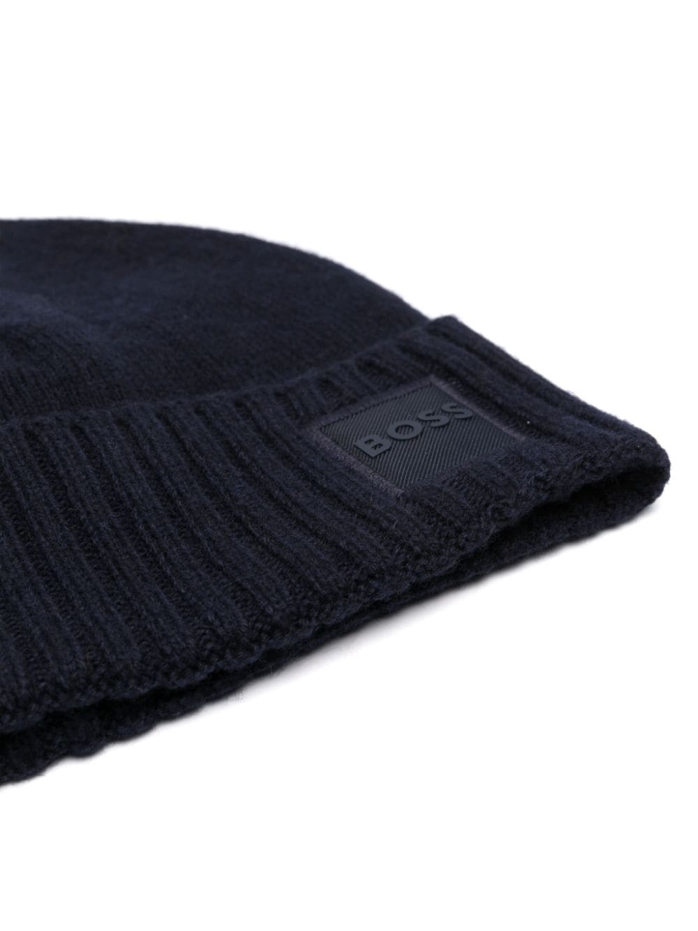BOSS logo-patch fine-knit beanie - Image 2