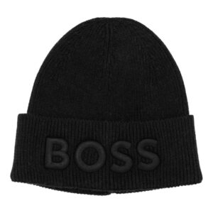 BOSS logo-embroidered fisherman's-knit beanie