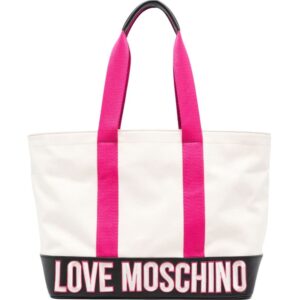 Love Moschino logo-embroidered colour-block tote bag