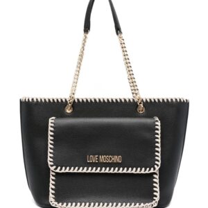 Love Moschino logo-lettering whipstitch-detail tote bag