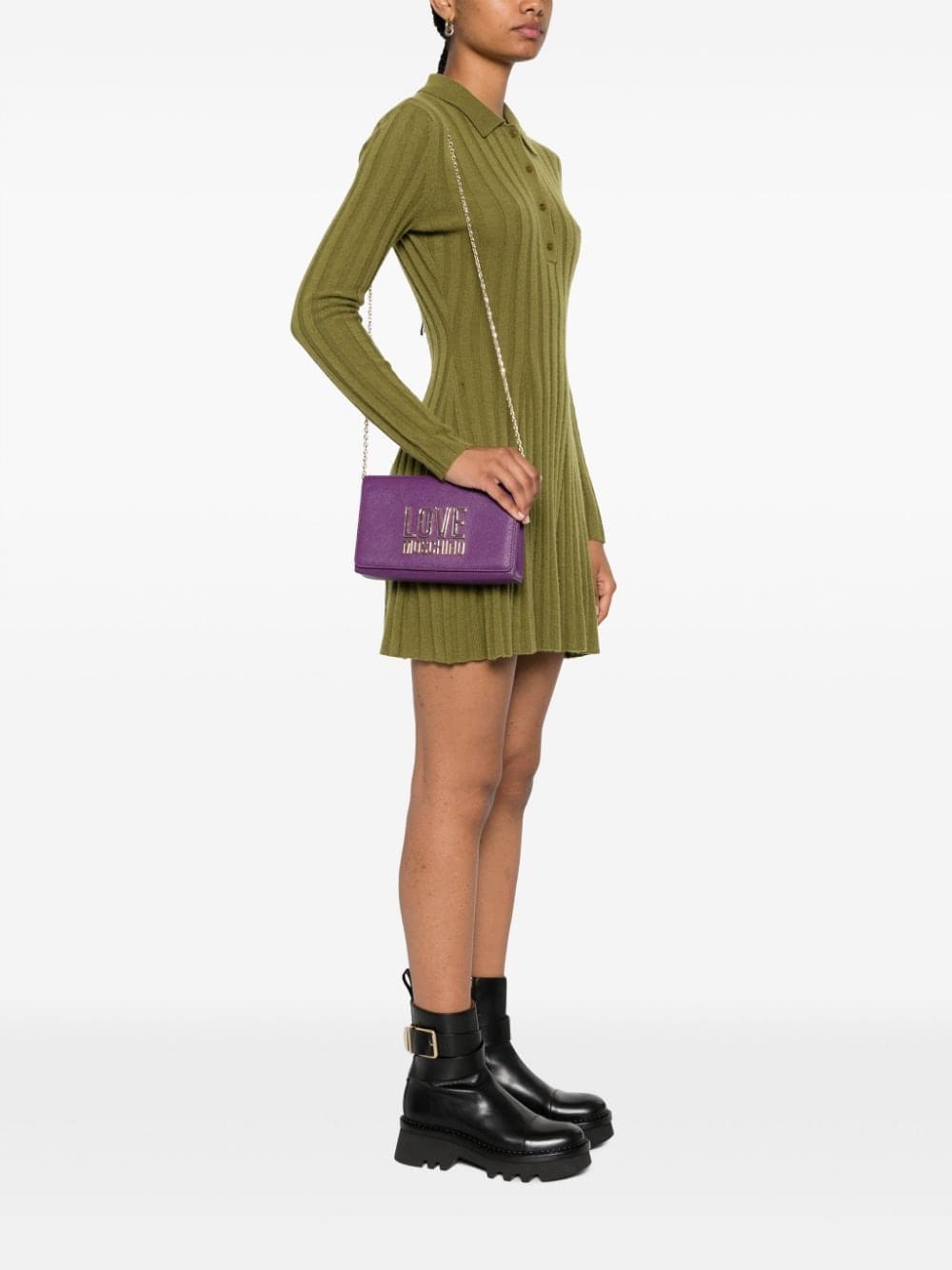 Love Moschino enamelled logo-lettering crossbody bag - Image 2