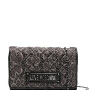 Love Moschino logo-lettering quilted lace bag