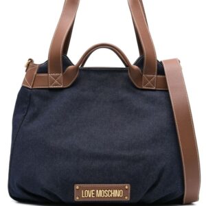Love Moschino logo-lettering denim tote bag