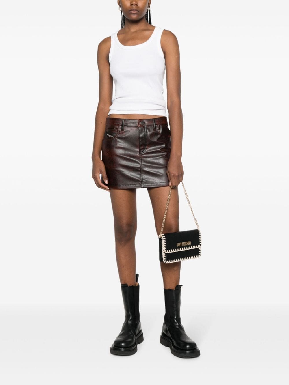 Love Moschino logo-lettering whipstitch-trim shoulder bag - Image 2