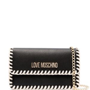 Love Moschino logo-lettering whipstitch-trim shoulder bag