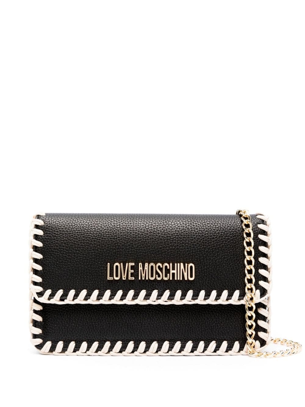 Love Moschino logo-lettering whipstitch-trim shoulder bag