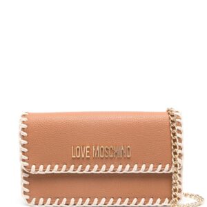 Love Moschino logo-lettering whipstitch-trim shoulder bag