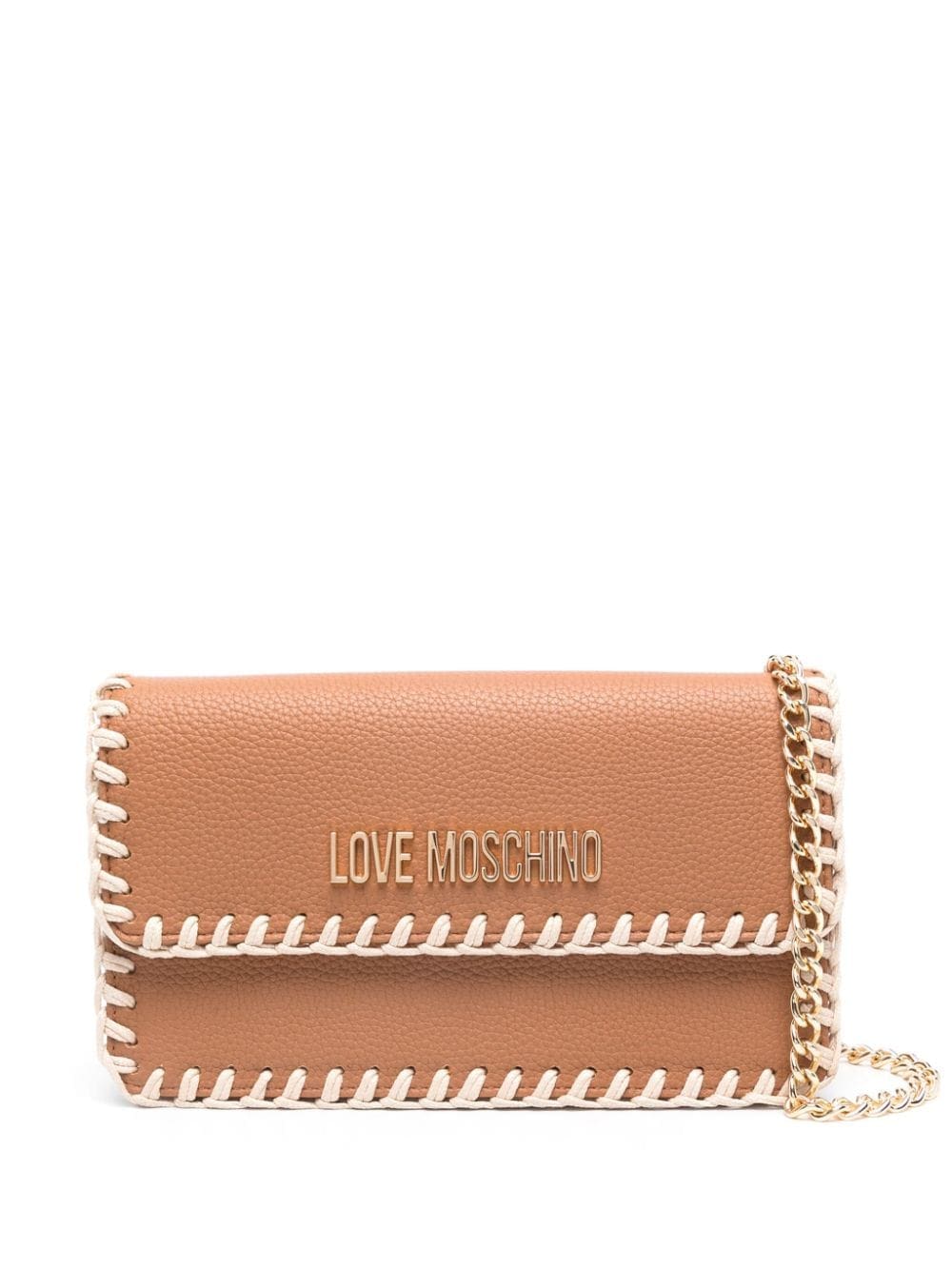 Love Moschino logo-lettering whipstitch-trim shoulder bag
