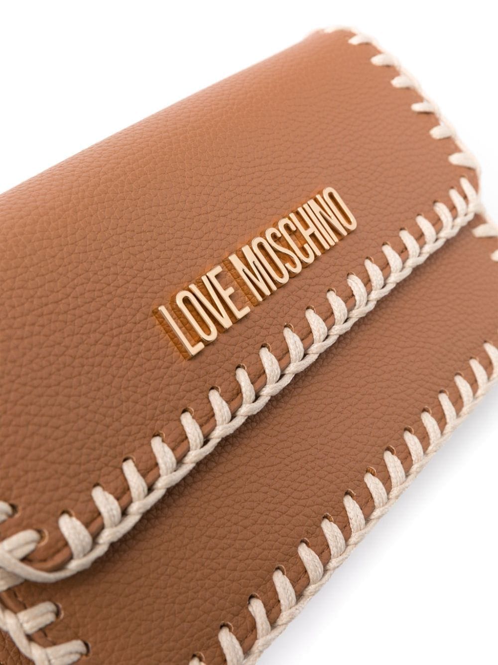 Love Moschino logo-lettering whipstitch-trim shoulder bag - Image 4