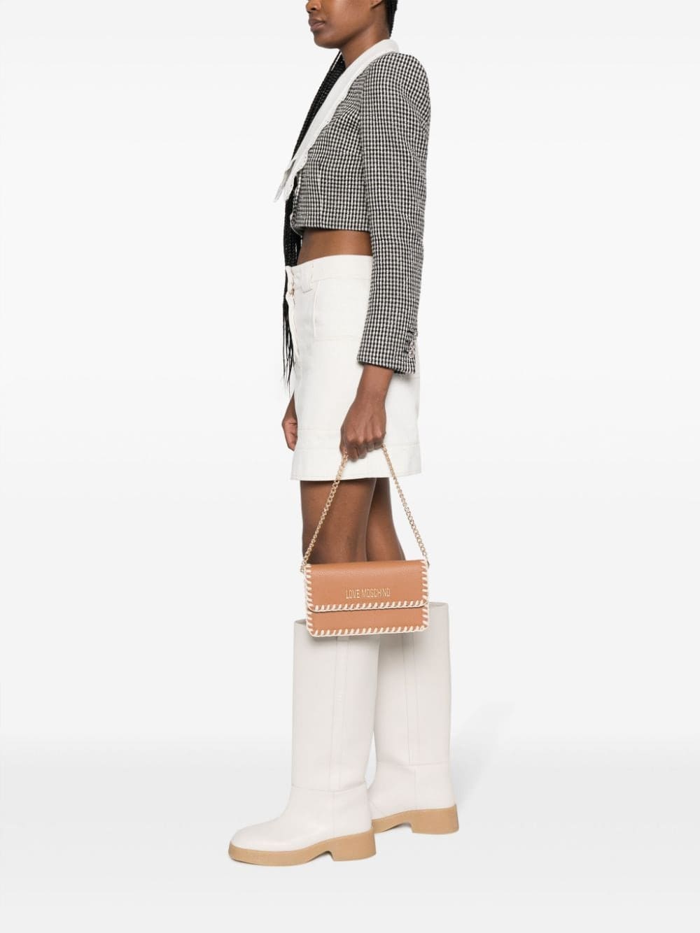 Love Moschino logo-lettering whipstitch-trim shoulder bag - Image 2