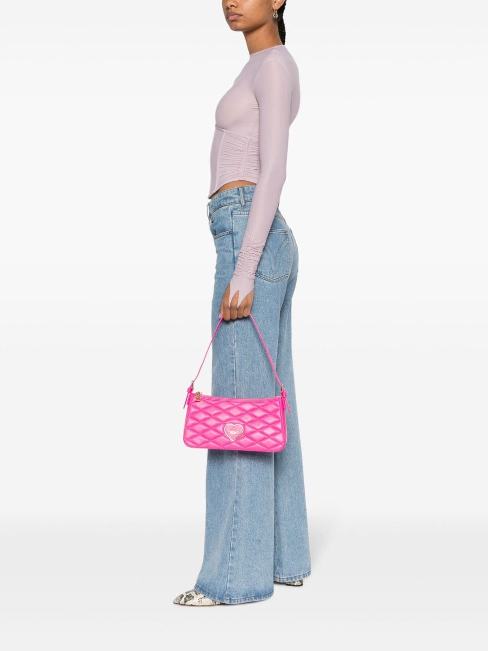 Love Moschino logo-plaque quilted shoulder bag - Image 2