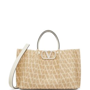 Valentino Garavani medium Toile Iconographe raffia tote bag