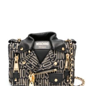 Moschino Biker logo-print shoulder bag