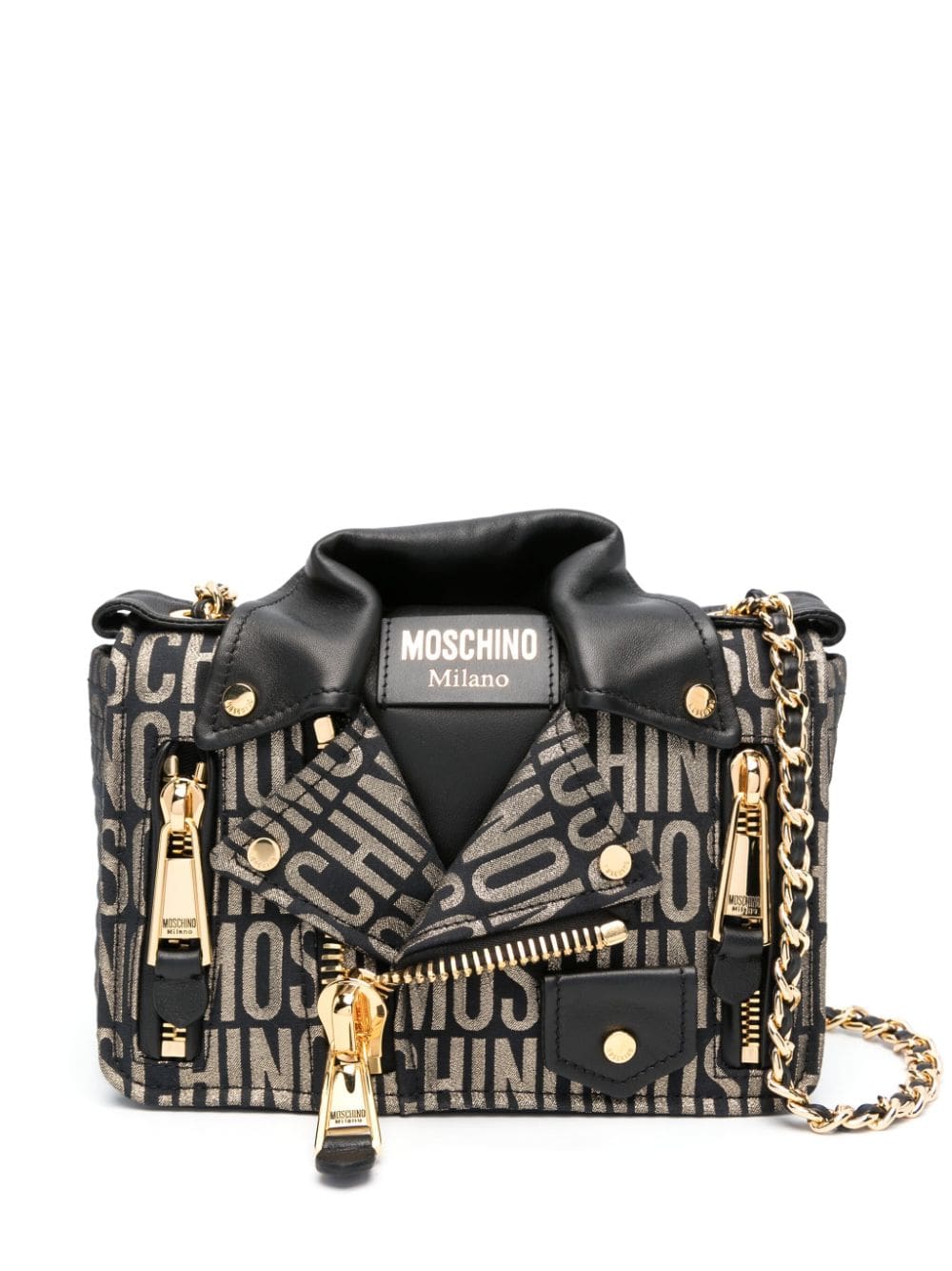 Moschino Biker logo-print shoulder bag