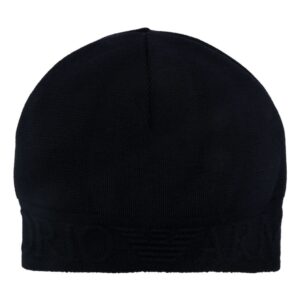 Emporio Armani logo-embossed ribbed beanie