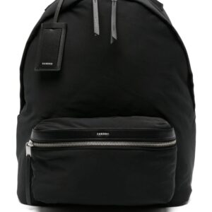 SANDRO leather-trim logo-stamp backpack