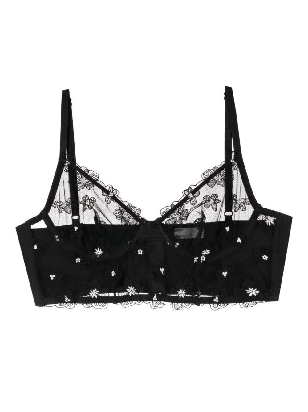 Fleur Du Mal floral-embroidered sheer bralette