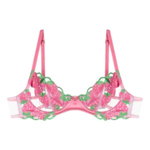 Fleur Du Mal strawberry-motif panelled bra