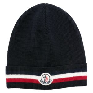 Moncler logo-patch stripe-detailed beanie