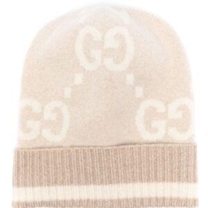 Gucci GG Damier-jacquard cashmere beanie