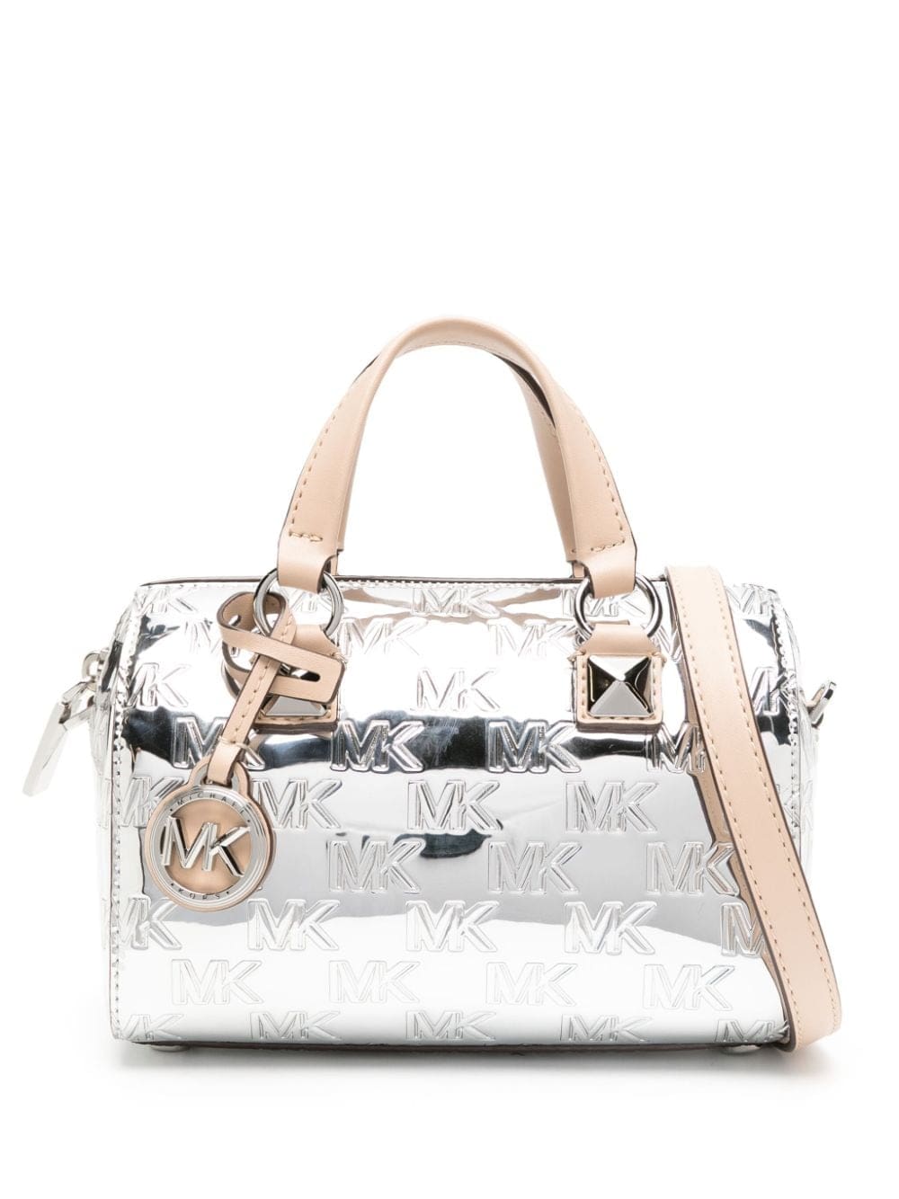 Michael Kors logo-debossed metallic-finish tote bag