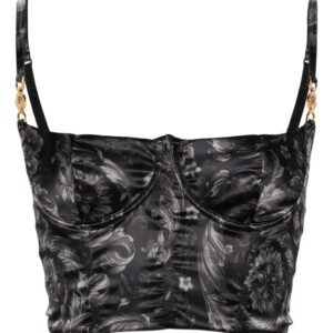 Versace  Barocco-print satin bustier top
