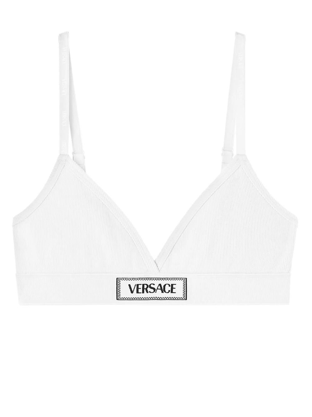 Versace logo-patch cotton-blend bra