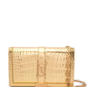 Versace crocodile-embossed metallic-leather crossbody bag