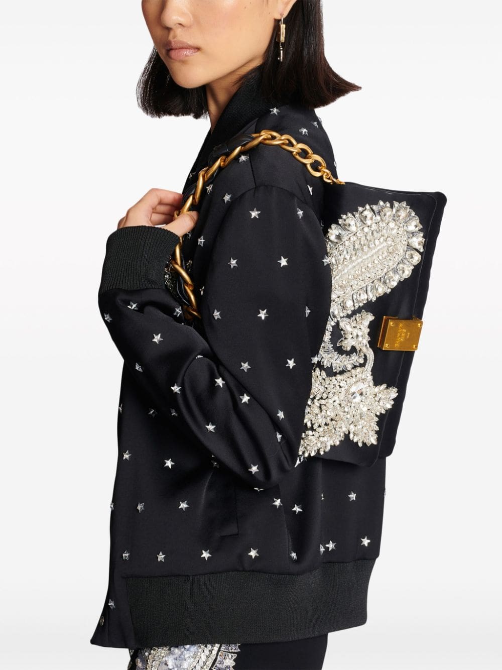 Balmain 1945 Soft embroidered clutch bag - Image 3