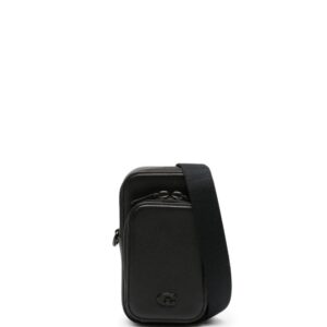 Coach logo-plaque leather messenger bag