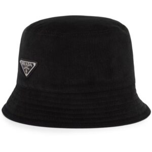 Prada triangle-logo corduroy bucket hat