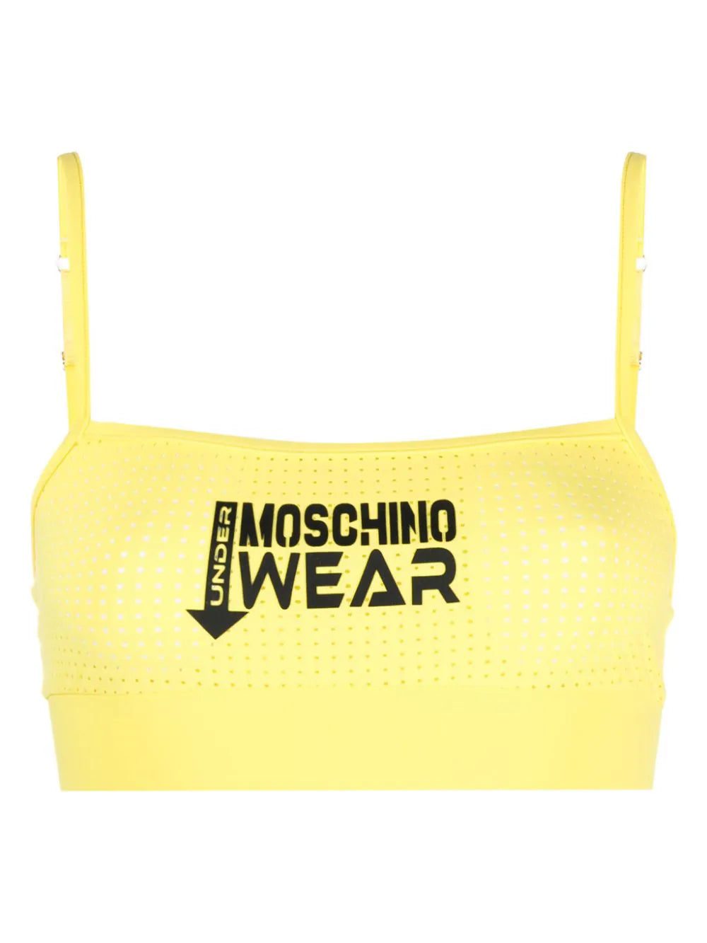 Moschino logo-appliqué elasticated mesh bra