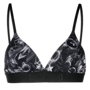 Moschino  sketch-print cotton triangle bra