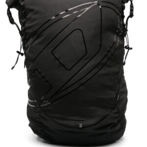 Diesel mesh-panel logo-print backpack