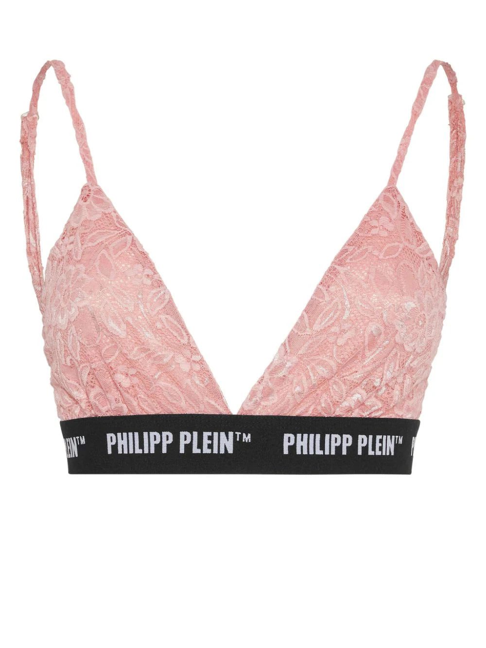Philipp Plein logo-band lace triangle bra