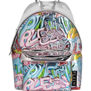 Philipp Plein Bombing Graffiti metallic leather backpack