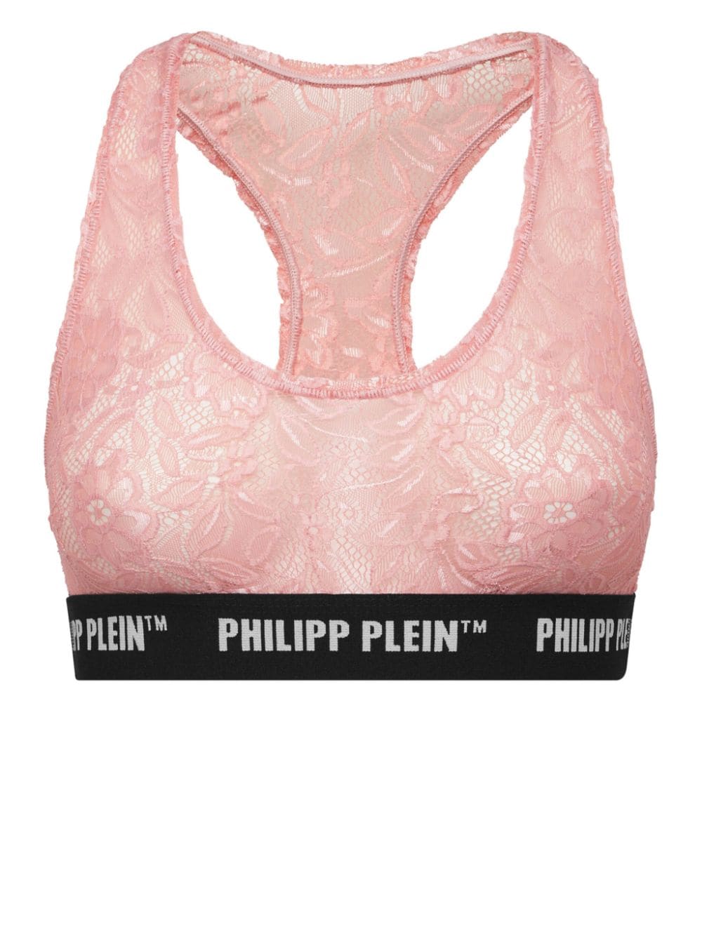 Philipp Plein logo-band lace racerback bralette