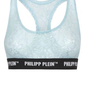Philipp Plein logo-band lace racerback bralette